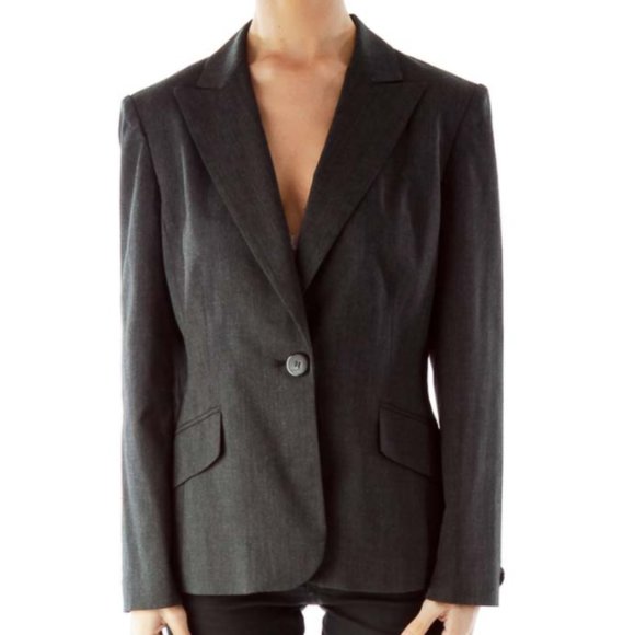 Jones New York Jackets & Blazers - Jones New York Gray Single Breasted Pocketed Suit Jacket